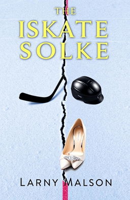 A book cover design featuring an ice rink background with visible skate tracks etched into the ice