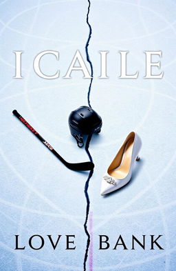 A book cover design featuring an ice rink background with visible skate tracks etched into the ice