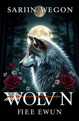 A striking book cover design featuring a majestic wolf in side profile, its fur softly illuminated