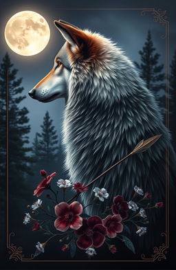 A striking book cover design featuring a majestic wolf in side profile, its fur softly illuminated