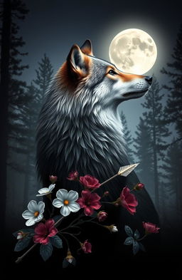 A striking book cover design featuring a majestic wolf in side profile, its fur softly illuminated