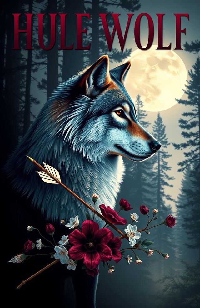 A striking book cover design featuring a majestic wolf in side profile, its fur softly illuminated