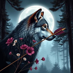 A captivating book cover design featuring a majestic wolf in side profile, showcasing its intricate fur details