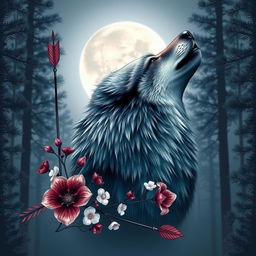 A captivating book cover design featuring a majestic wolf in side profile, showcasing its intricate fur details