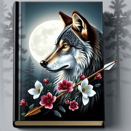 A captivating book cover design featuring a majestic wolf in side profile, showcasing its intricate fur details