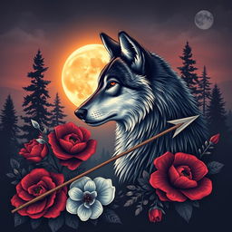 A stunning book cover design showcasing a wolf in side profile, capturing its fierce yet elegant expression