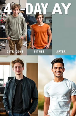 A motivational transformation journey showing a person evolving from unattractive to attractive over a 40-day period
