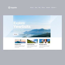 A clean and modern website homepage design featuring a sleek layout with beautifully arranged sections for content