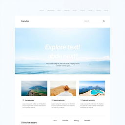 A clean and modern website homepage design featuring a sleek layout with beautifully arranged sections for content