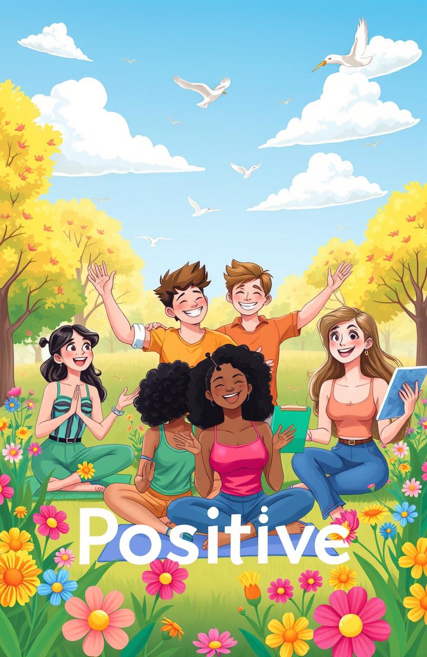 A vibrant and uplifting illustration representing a positive mindset