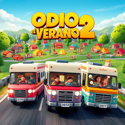 A vibrant movie poster for the family comedy film 'Odio el Verano 2'