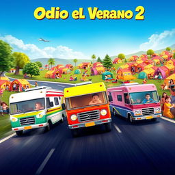 A vibrant movie poster for the family comedy film 'Odio el Verano 2'