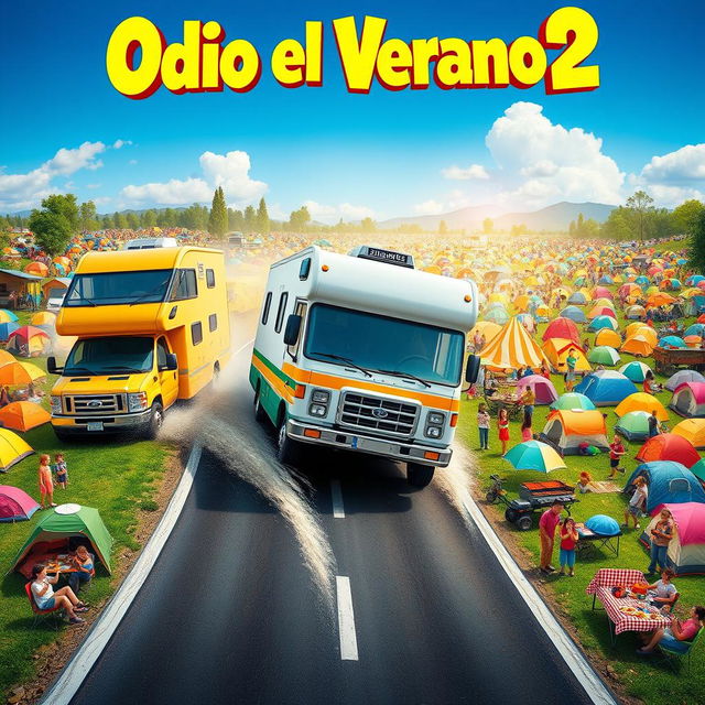 A lively movie poster for the family comedy film 'Odio el Verano 2'