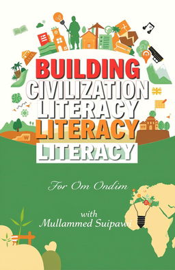 A political book cover design featuring a blend of elements symbolizing regional development, such as diverse landscapes, community cooperation, and educational symbols like books or light bulbs