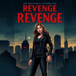 A gripping book cover illustration featuring a strong female protagonist on a path of revenge