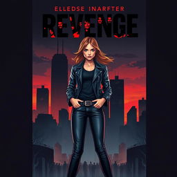 A gripping book cover illustration featuring a strong female protagonist on a path of revenge