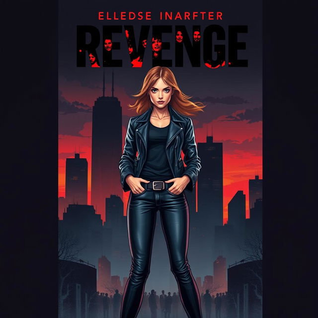 A gripping book cover illustration featuring a strong female protagonist on a path of revenge