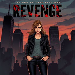 A gripping book cover illustration featuring a strong female protagonist on a path of revenge