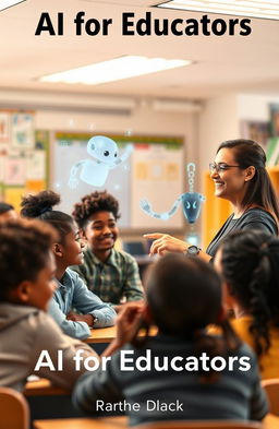 A book cover for 'AI for Educators' showcasing a modern, welcoming classroom environment