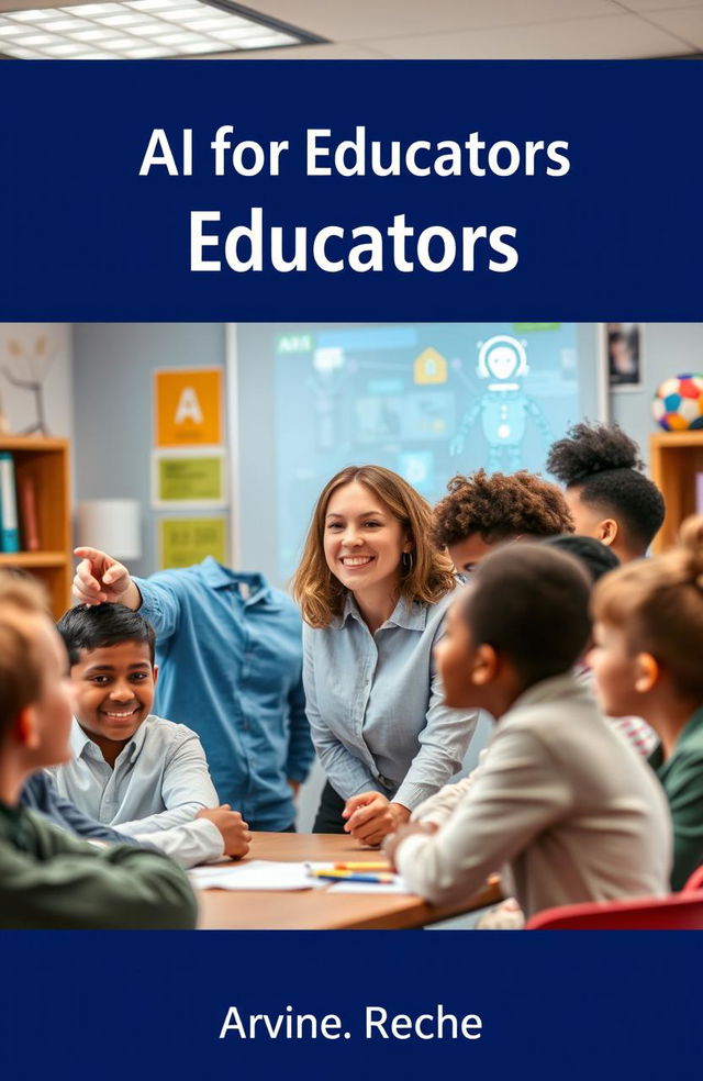 A book cover for 'AI for Educators' showcasing a modern, welcoming classroom environment