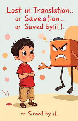 A whimsical scene depicting a 12-year-old Filipino boy named Diego, wearing a vibrant red round-necked shirt and knee-length khaki pants