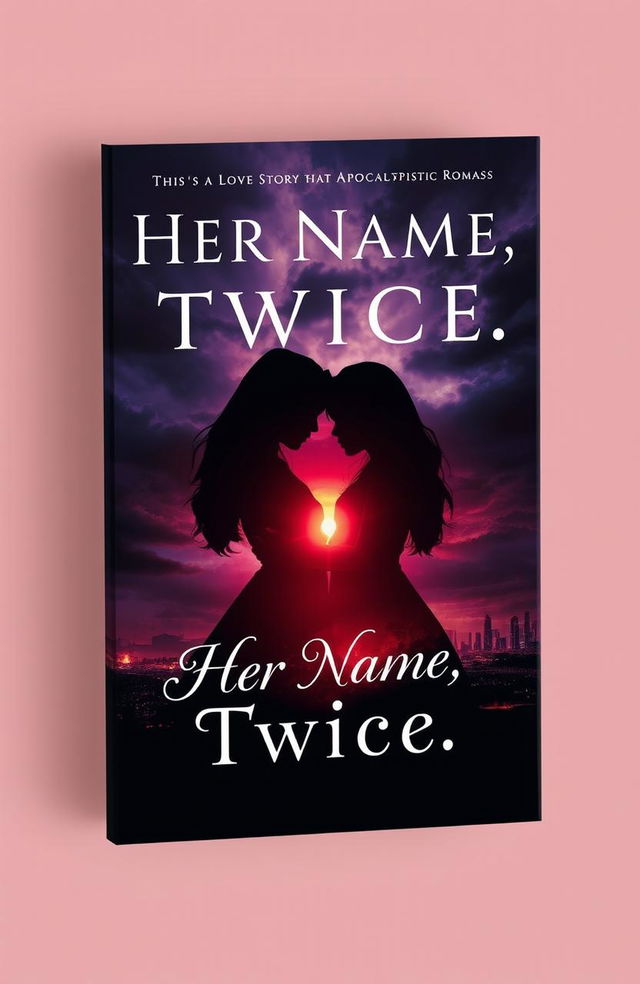 A captivating book cover design featuring the silhouettes of two girls embracing each other against a backdrop of an apocalyptic world