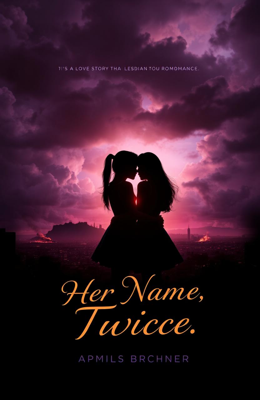 A captivating book cover design featuring the silhouettes of two girls embracing each other against a backdrop of an apocalyptic world