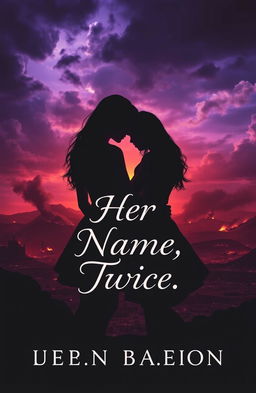 A captivating book cover design featuring the silhouettes of two girls embracing each other against a backdrop of an apocalyptic world