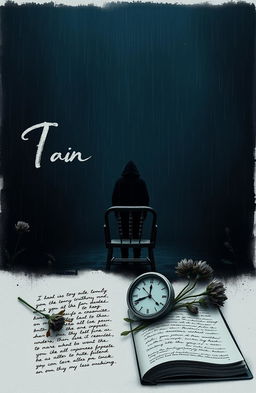 A somber, emotional scene featuring a solitary figure standing in the rain, surrounded by deep blues, grays, and blacks that evoke feelings of loneliness and despair