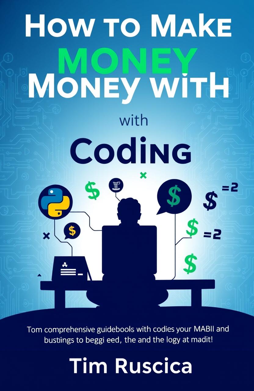 A comprehensive guidebook cover titled 'How to Make Money with Coding' by Tim Ruscica, featuring a modern and professional design