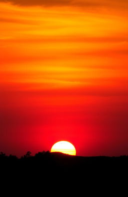 A beautiful sunset scene featuring a vibrant orange background