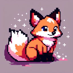 Pixel art profile picture featuring a unique adorable fox with twinkling eyes and a relaxed posture against a distinct background