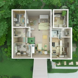 A large 47 feet by 30 feet house featuring 6 distinct rooms, a lavatory, a bathroom, a stairway, and a kitchen.