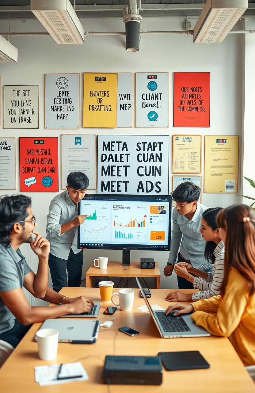 A motivational and inspiring scene depicting a diverse group of young entrepreneurs brainstorming and working together in a modern office space