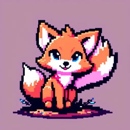 Pixel art profile picture featuring a distinct adorable fox with gleaming eyes and a lively pose against a unique background.