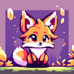 Pixel art profile picture featuring a distinct adorable fox with gleaming eyes and a lively pose against a unique background.