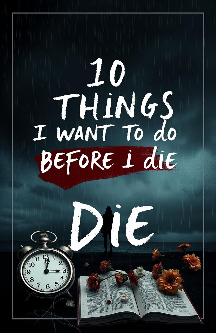 An emotionally evocative book cover design titled '10 THINGS I WANT TO DO BEFORE I DIE'