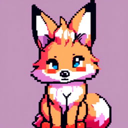 Pixel art profile picture featuring a new adorable fox with bright eyes and a cheerful pose against a contrasting background.