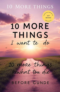A book cover design titled '10 MORE THINGS I WANT TO DO BEFORE I DIE,' featuring a picturesque sunrise breaking through soft, fluffy clouds, symbolizing resilience and new beginnings