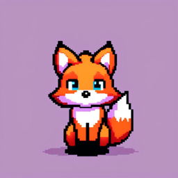 Pixel art profile picture featuring a new adorable fox with bright eyes and a cheerful pose against a contrasting background.