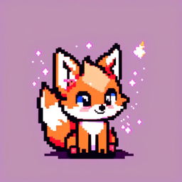 Pixel art profile picture featuring a fresh adorable fox with sparkling eyes and a playful posture against a different color background