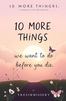 An inspiring book cover for '10 MORE THINGS WE WANT TO DO BEFORE WE DIE' by Yresimmisery, featuring a sunrise breaking through soft, fluffy clouds, symbolizing resilience and new beginnings