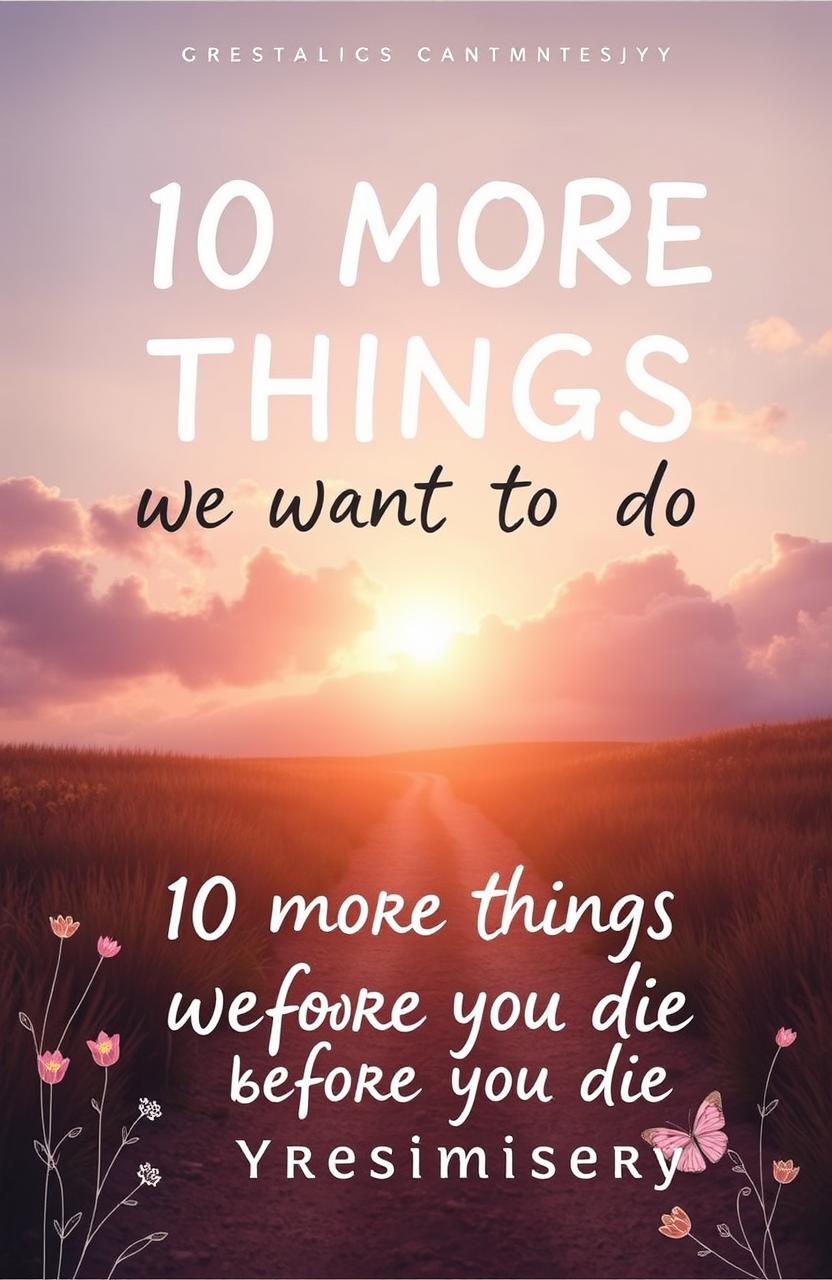 An inspiring book cover for '10 MORE THINGS WE WANT TO DO BEFORE WE DIE' by Yresimmisery, featuring a sunrise breaking through soft, fluffy clouds, symbolizing resilience and new beginnings