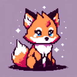 Pixel art profile picture featuring a fresh adorable fox with sparkling eyes and a playful posture against a different color background