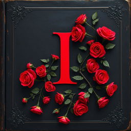 The background of the image portrays an old, black book cover with a textured appearance, resembling aged leather or parchment