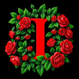 A striking capital letter 'I' in a bold, vivid red color, standing majestically in the center of the image