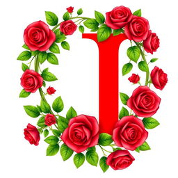 A striking capital letter 'I' in a bold, vivid red color, standing majestically in the center of the image