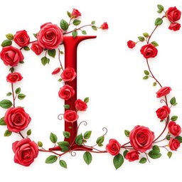 A striking capital letter 'I' in a bold, vibrant red color, prominently featured in the center of the image