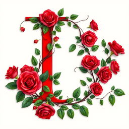 A striking capital letter 'I' in a bold, vibrant red color, prominently featured in the center of the image