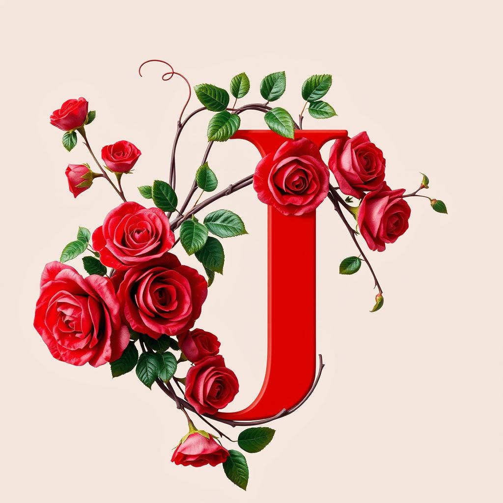 A striking capital letter 'I' in a bold, vibrant red color, prominently featured in the center of the image